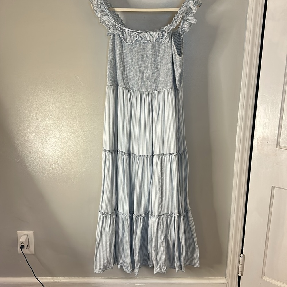 Striped Ruffle Off-Shoulder Dress - Picture 2 of 6